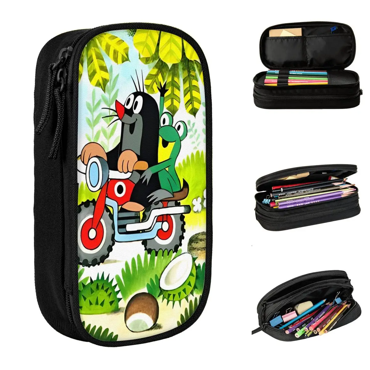 Anime The Little Mole Desenhos Animados Lápis Casos, Lápis Caneta para Meninas e Meninos, Saco de Grande Capacidade, Estudantes Escola Zipper Papelaria