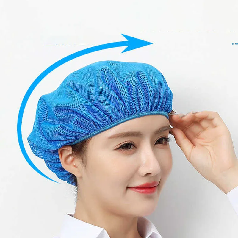2szt Unisex Elastyczne siatkowe czapki Siatki na włosy Czapka szefa kuchni Szykowna opaska robocza Serwis gastronomiczny Kapelusz kucharski Wiązane włosy Gotowanie Higieniczna czapka Hotel