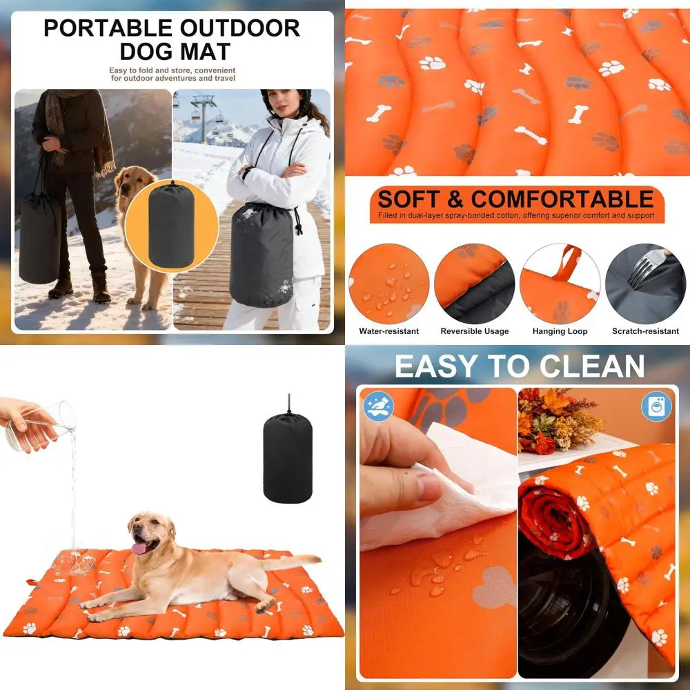 

Портативная водонепроницаемая лежанка для собак для путешествий и кемпинга, для крупных и средних собак, со складной конструкцией и сумкой для переноски, моющаяся.