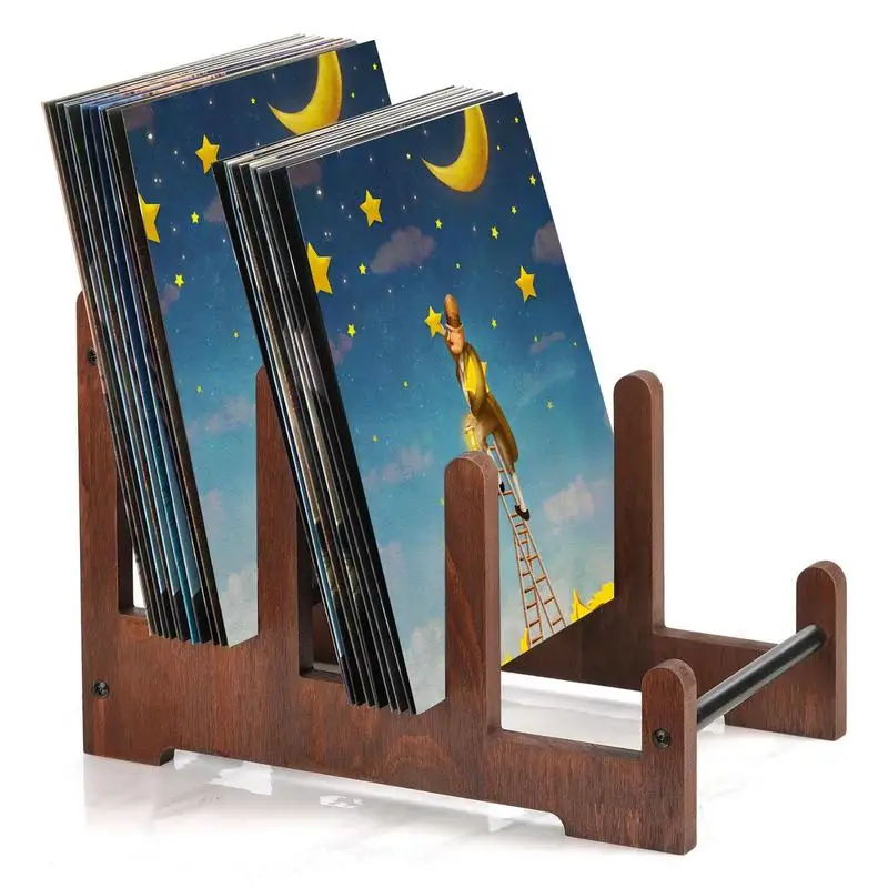 

Record Holder Wood Album Display Stand 3-Layer Desktop Album Recipe Shelf Photo Organizer Holder for Bookstore Bookshelf