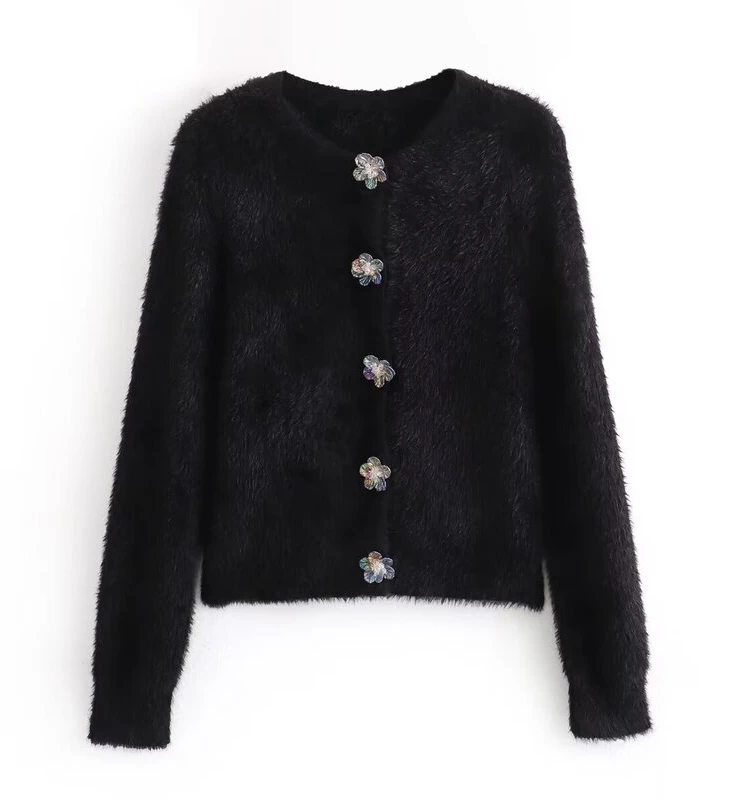 

Трикотажная куртка Flutton Embellied с эффектом искусственного меха, женская мода, Новое поступление, верхняя одежда, облегающая круглая одежда Ne