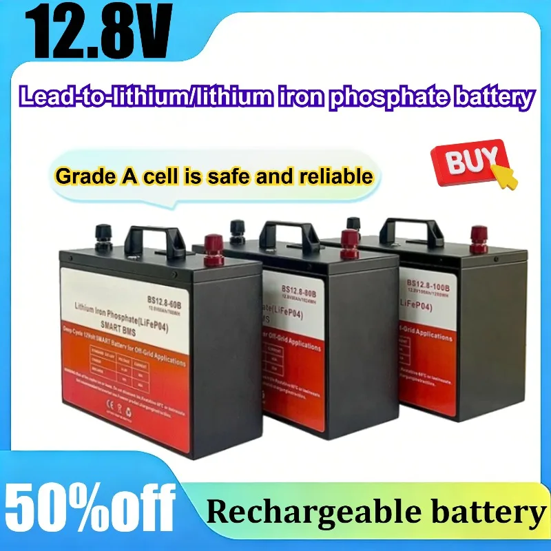 

12.8V LiFePO4 Battery 60Ah 80Ah Large Capacity Replace Lead-Acid Battery for Outdoor Stall Emergency Use