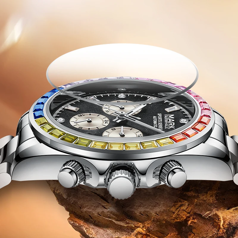 Mark fairwhale New Men's Watches Automatic Movement Mechanical Watches Top Luxury Diamond Design Tourbillon Waterproof Watches