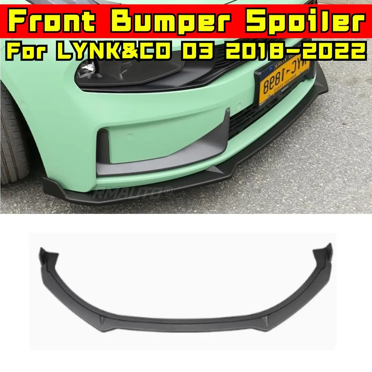 For LYNK&CO 03 2018-2022 Car Front Bumper Lip Splitter Diffuser Spoiler Body Kit Bumper Guard Cover 03+ Style Modification Part