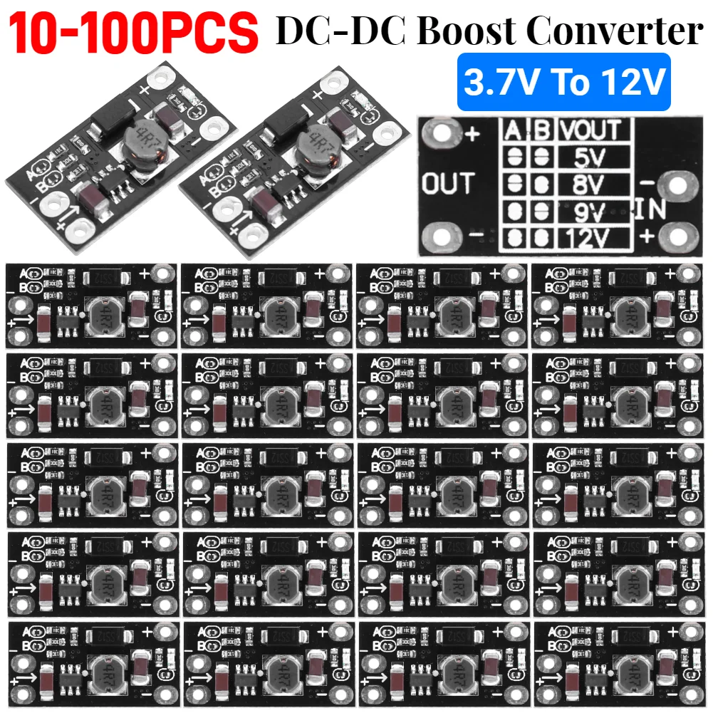 10-100PCS Mini DC-DC Boost Step Up Converter 5V/8V/9V/12V Voltage Regulator PCB Board Module Lithium Battery Boost Module