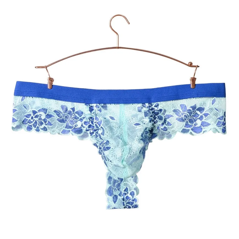 Perspective Men Sexy Lace Briefs Underwear U Convex Pouch G-string T-back Thongs Sissy Lingerie For Bikini Panties