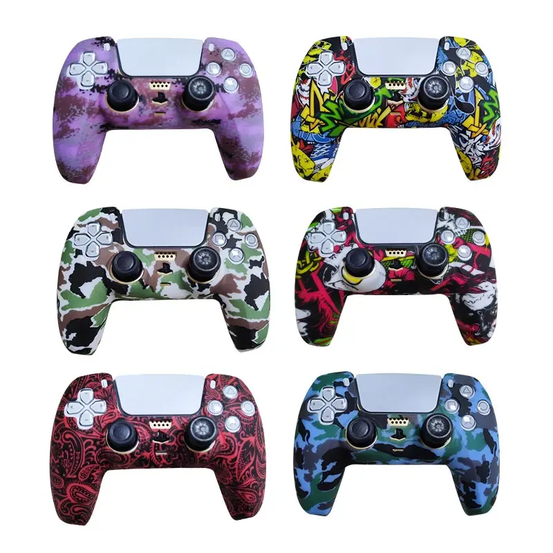 Guma ochronna silikonowe etui dla Sony PlayStation Dualshock 5 PS5 futerał na kontroler uchwyt na kciuki czapka dla DualSense 5