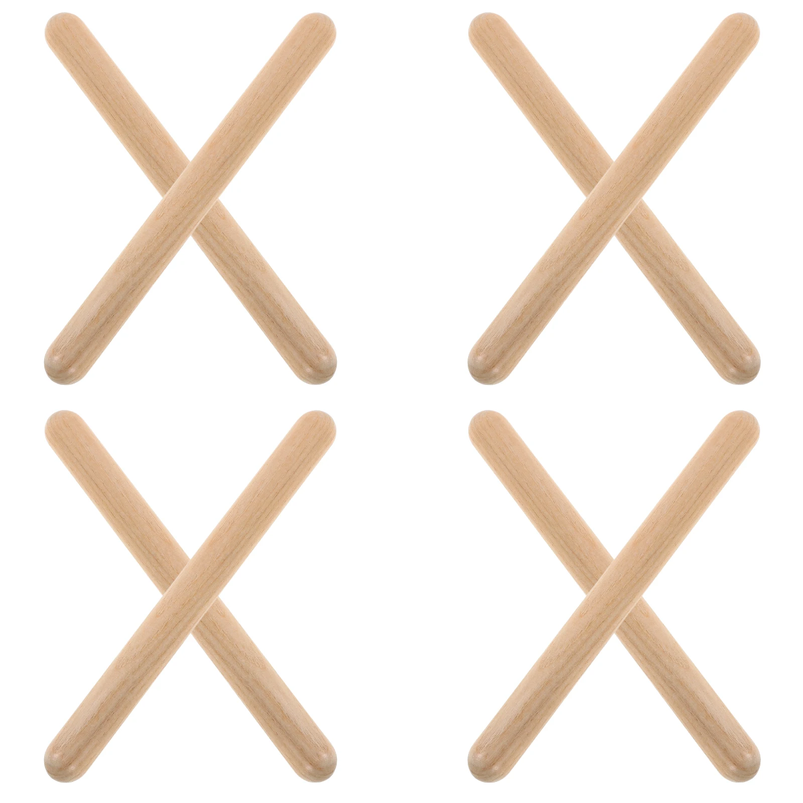 

4 Pairs Percussion Sticks Fitness Rhythm Khaki Children Educational Toys Musical Wood Instruments Classrooms