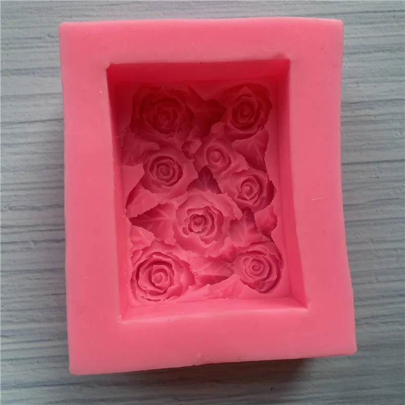 Rose Silicone Soap Mold Handmade Rectangle Scented Candle Molds for DIY Soap Making Chocolate Baking Mould Home Craft Decoration