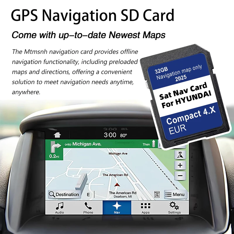 لشركة هيونداي H350 i40 i40VFIA i40VFSD i40VFSDIA سيارة GEN4 الملاحة المدمجة 4.X نظام 2025 خرائط أوروبا بطاقة SD GPS 32GB #3