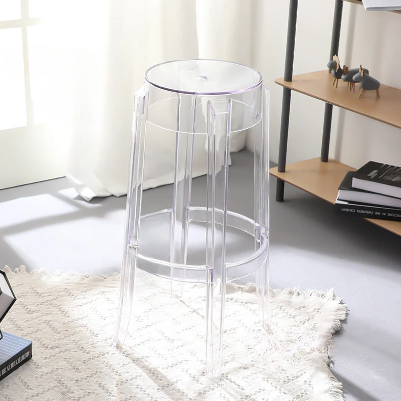 Nordic Transparent Acrylic Bar Chairs Kitchen Furniture Crystal High Stool Fashion Round Bar Stools Modern Plastic Bar Chair A