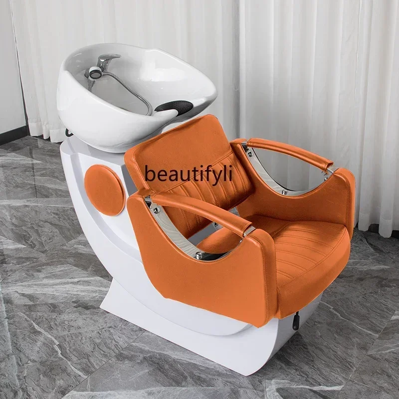 Barber Shop Sitting Hair-Washing Chair Japanese Household Salon Shampoo Bed Shampoo Chair for Hair Salon Flushing Bed Salon Bed