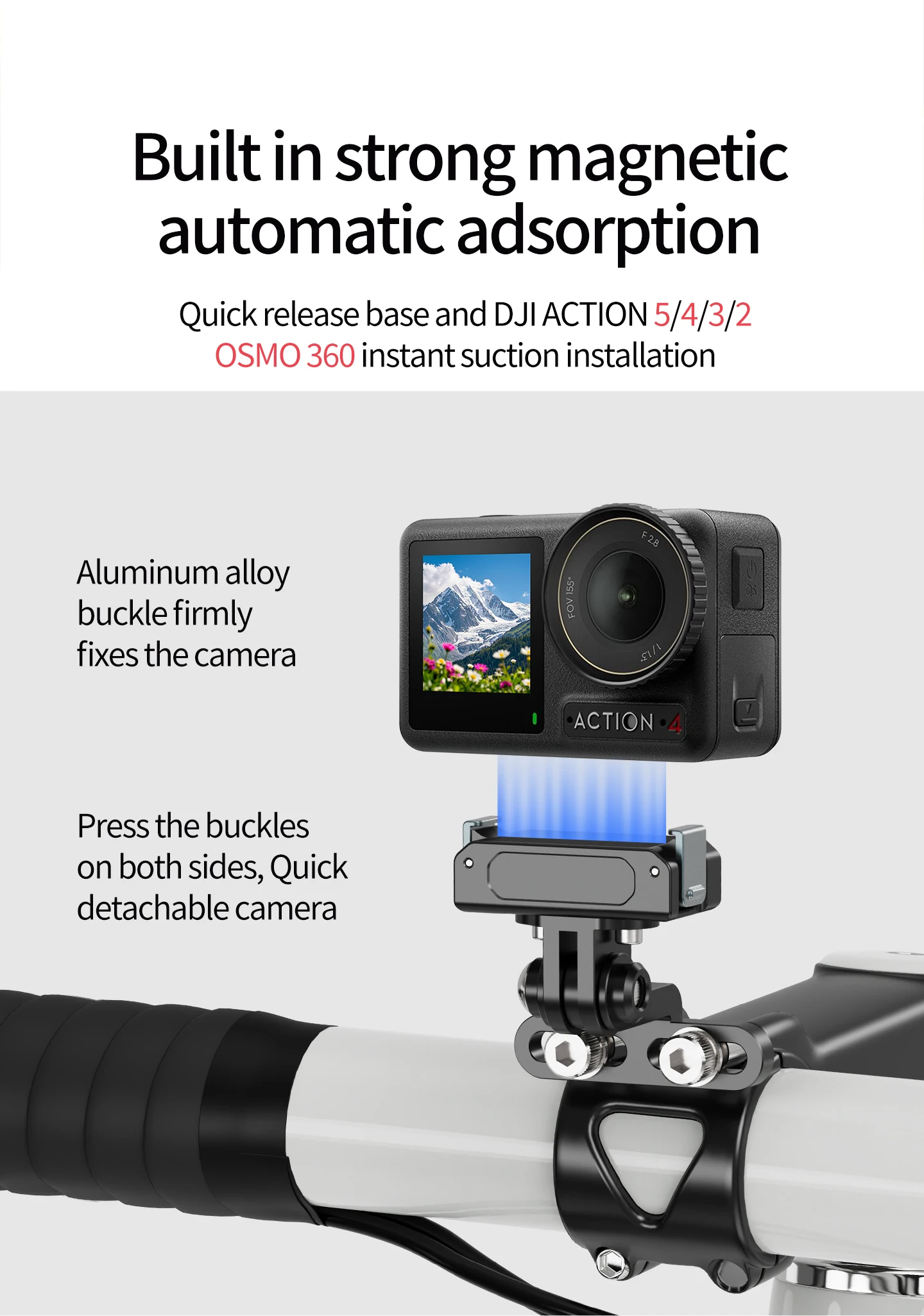 Universal Lenker Vorbau Kamera Halterung Fahrrad Scheinwerfer Halterung Handy GPS Halter für Gopro 13 Insta 360 OSMO Action Stehen – Detail 19