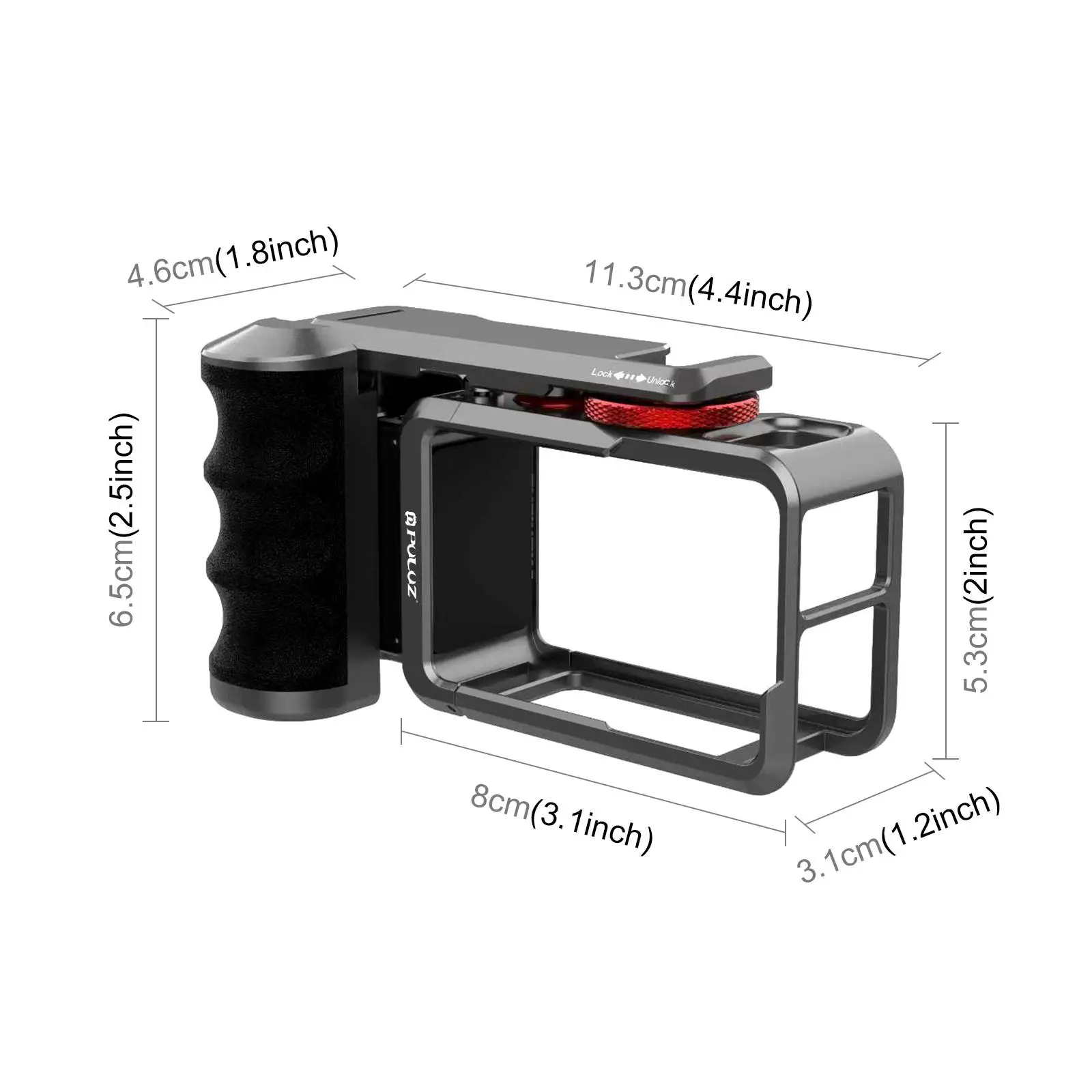 

PULUZ Металлическая клетка для камеры DJI Osmo Action 5 Pro / Action 4 / Action 3, адаптер расширения экшн-камеры с ручкой