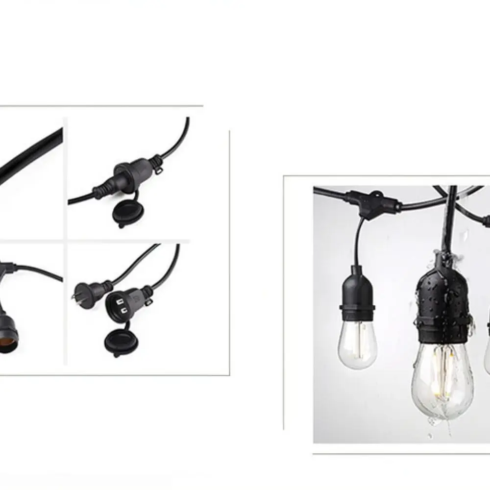 Patio Garden Outdoor S14 String Light Socket E26 E27 Waterproof Cable For Backyard Wedding Party Decorative Lighting Wire