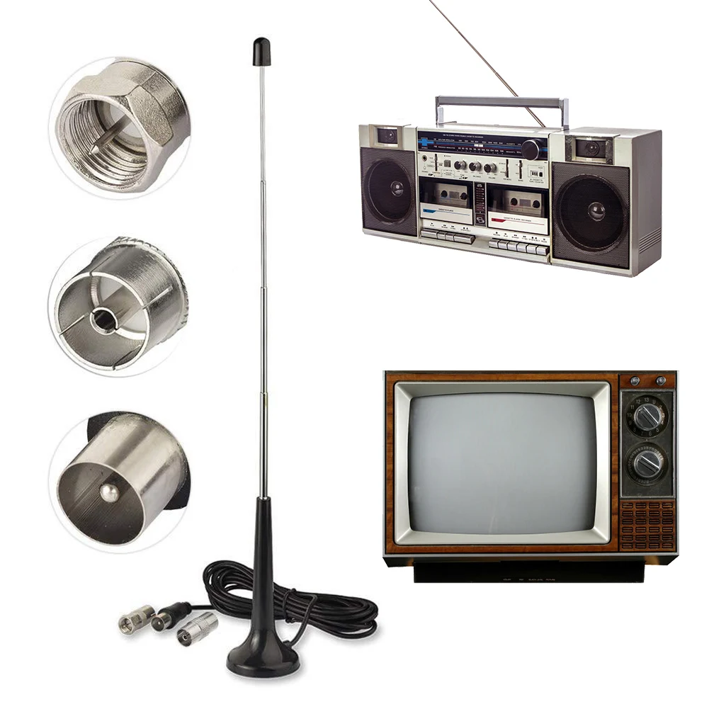 

High Gains FM Telescopic Antennas 75 ohm DAB FM Antennas Indoor M Radio Antennas with 3 Adapter for Digital FM Radio