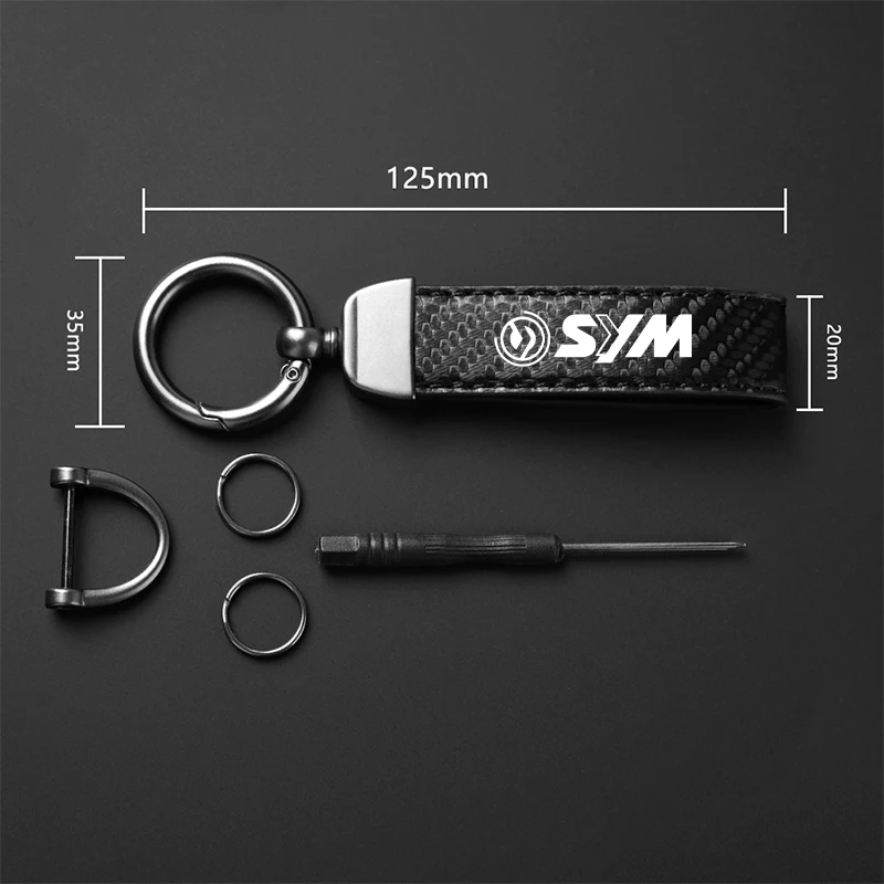 For SYM JOYMAX Z 125/250/300 MAXSYM Accessories High-Grade Carbon Fiber Motorcycle Keychain Holder Keyring