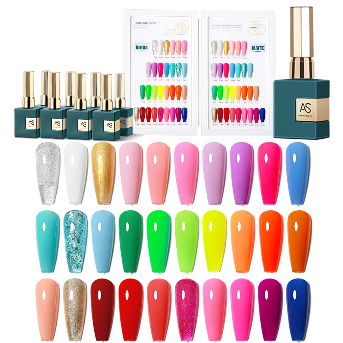 AS 30 Colors Gel Nail Polish Set High Pigmented Long Lasting Nail Gel Lacquer Semi Permanent Kit Vernis Gel Varnish With Chart