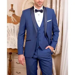 New Arrival Men Suit Fashion Shawl Lapel Solid 3 Piece Set Party Prom Wedding Tuxedo Formal Full Men's Suit (Blazer+Vest+Pants)