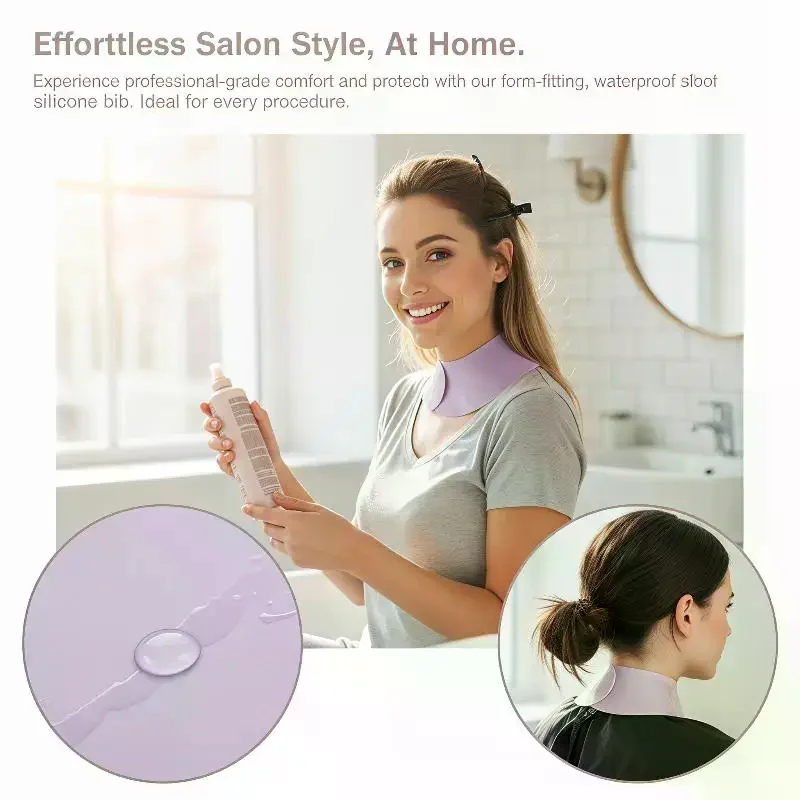 Stylish Silicone Hairdresser Shawl and Neck Collar for Waterproof Dye Applications - view 6