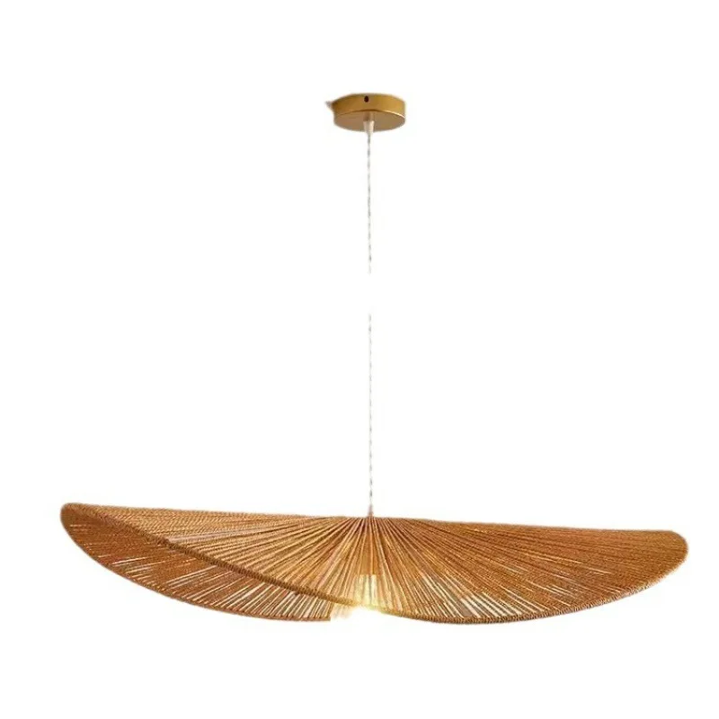 Nordic Style Modern Simple Retro Japanese Creative Atmosere Art Straw Hat Chandelier Living Room Bedroom Dining Room Homestays