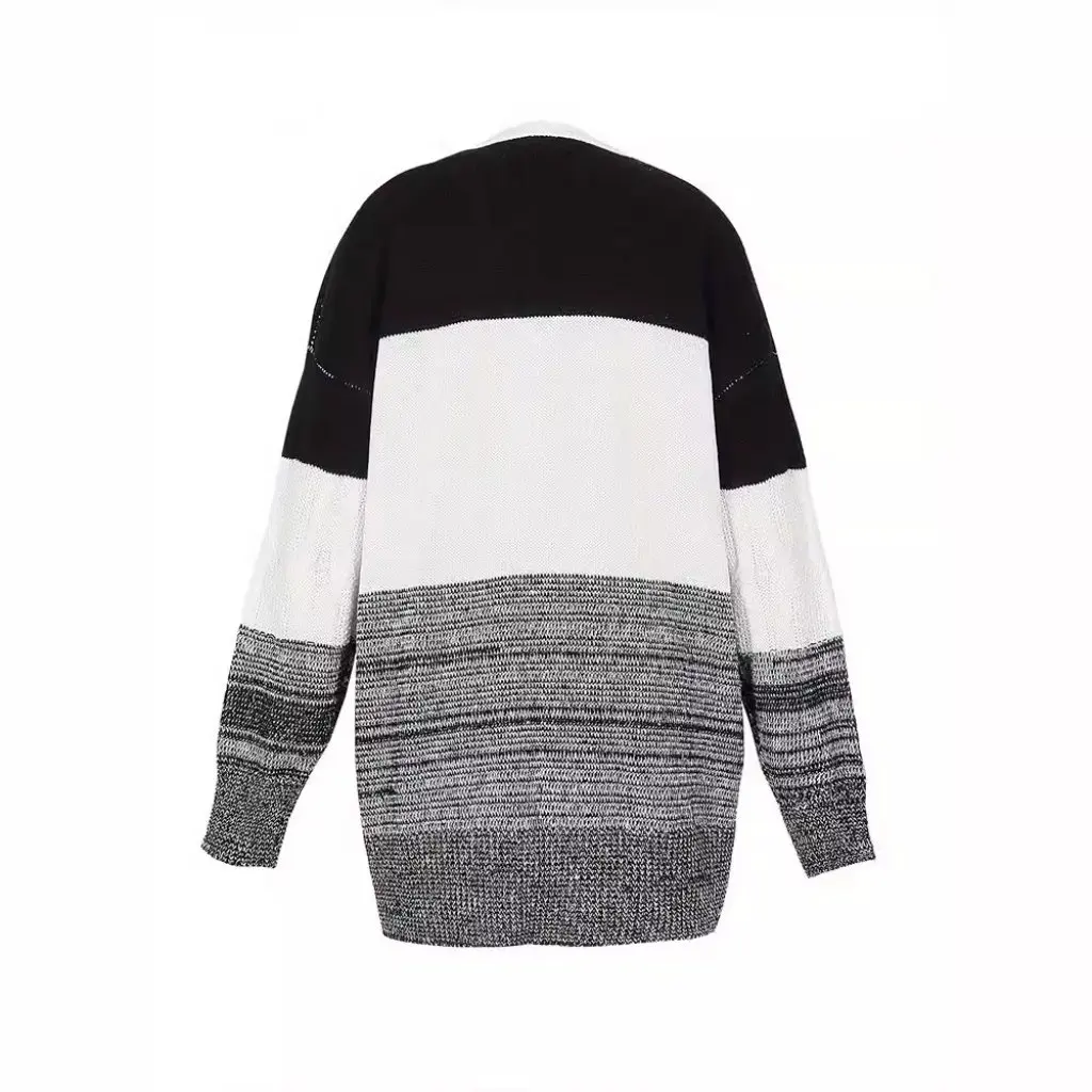 

plus Size Women's Striped Cardigan Sweater Classic Autumn Winter Independent Station European American Style New Arrival