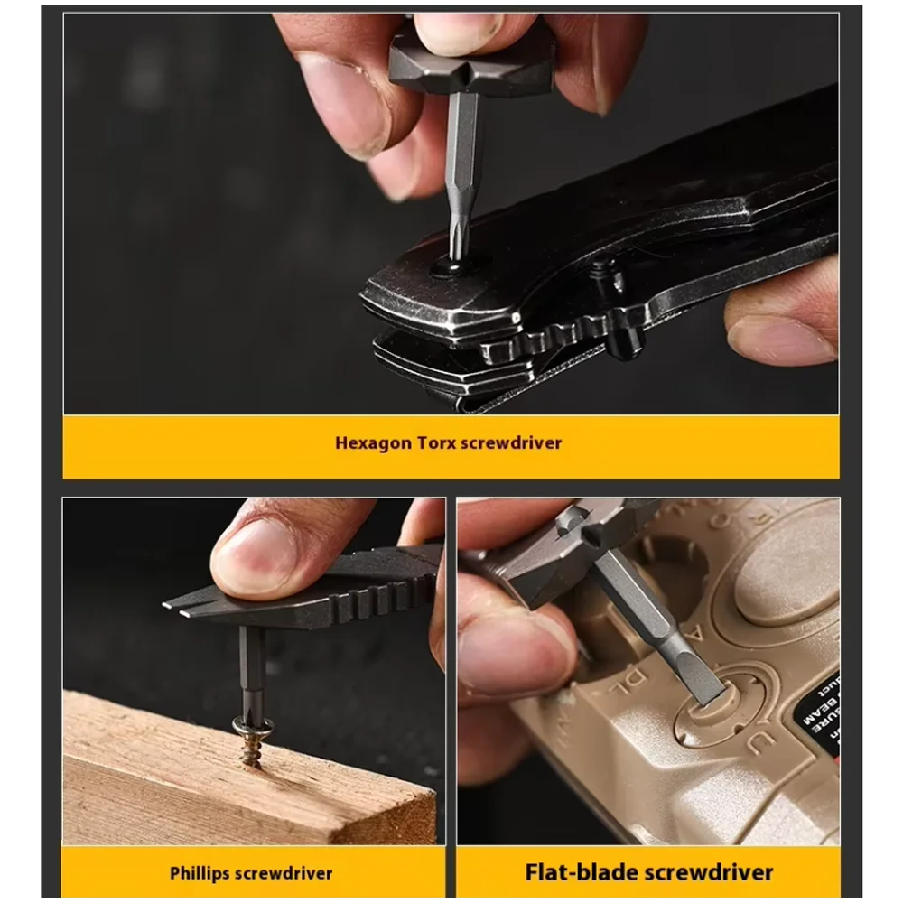 Titanium Alloy Multi-Function Crowbar for Outdoor Tour Bike Regulator Camping Hiking Various Screwdriver Bottle Opener