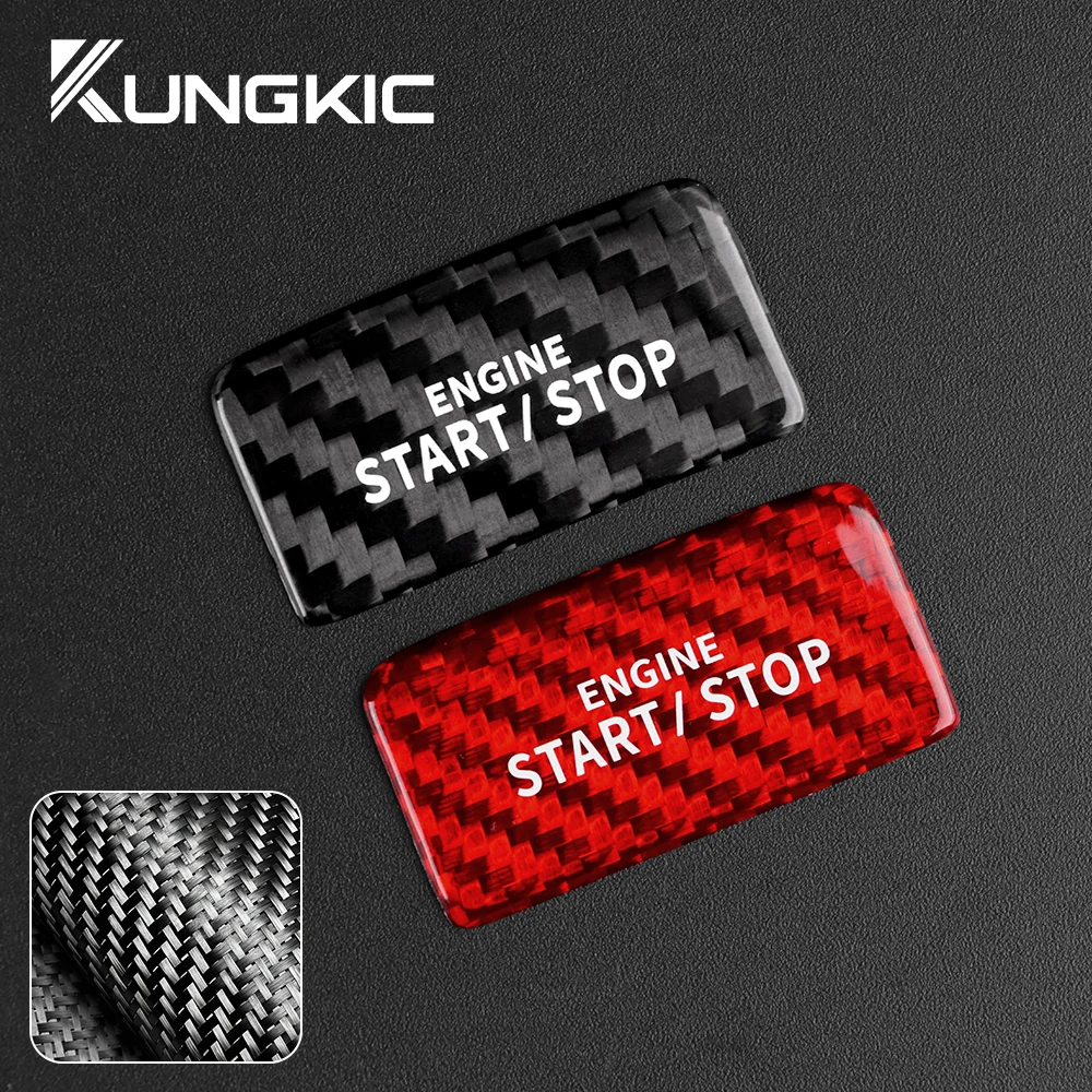 Real Hard Carbon Fiber Cover For Volkswagen Golf 8 2020 2021 2022 2023 Car Engine Start Stop Button Sticker Interior Trim