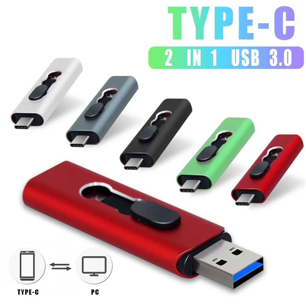 

2 в 1 флэш-накопитель с Type-C 16 ГБ 32 ГБ 64 ГБ флэш-накопитель Usb 3.0 флэш-накопитель 128 ГБ cle U диск ручка креативный подарок