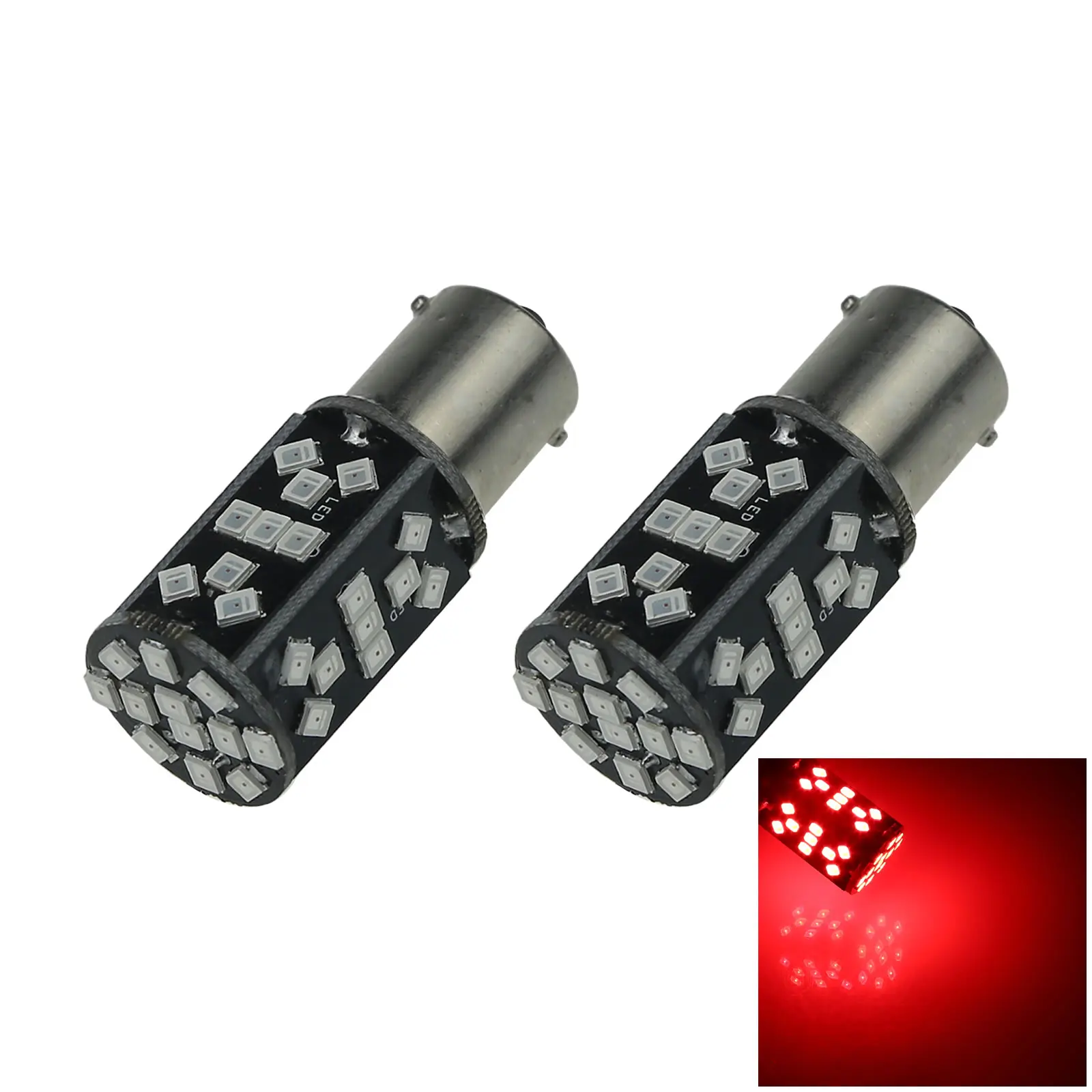 2x Red RV 1156 Corner Blub Interior Lamp 48 Emitters 2835 SMD LED 1147 63 1251 D090-R