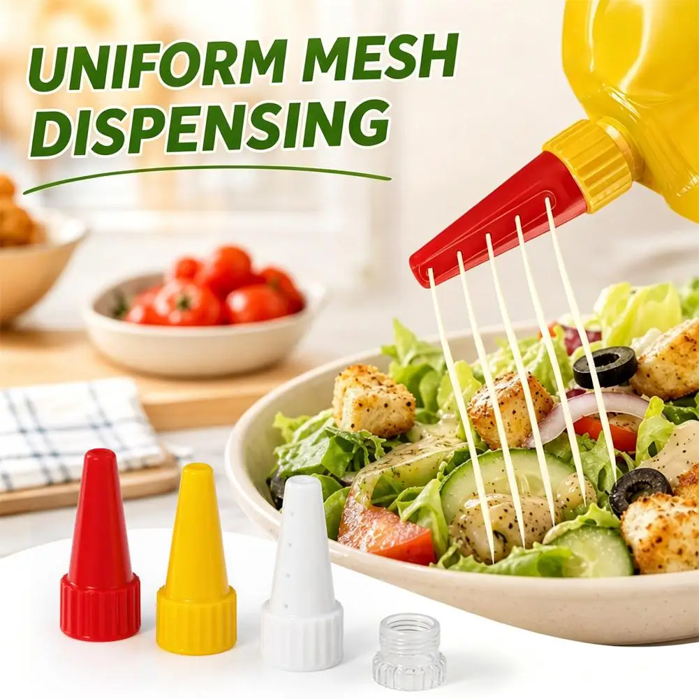 3pcs Salad Dressing Dispenser Nozzle Portable Sauce Squeeze Tip for Condiment Bottle Home Kitchen Syrup and Jam Dispensing Tool