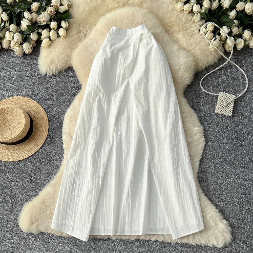 

Женская элегантная шикарная асимметричная однотонная сексуальная юбка с высокой талией, корейская модная юбка трапециевидной формы, тонкая одежда