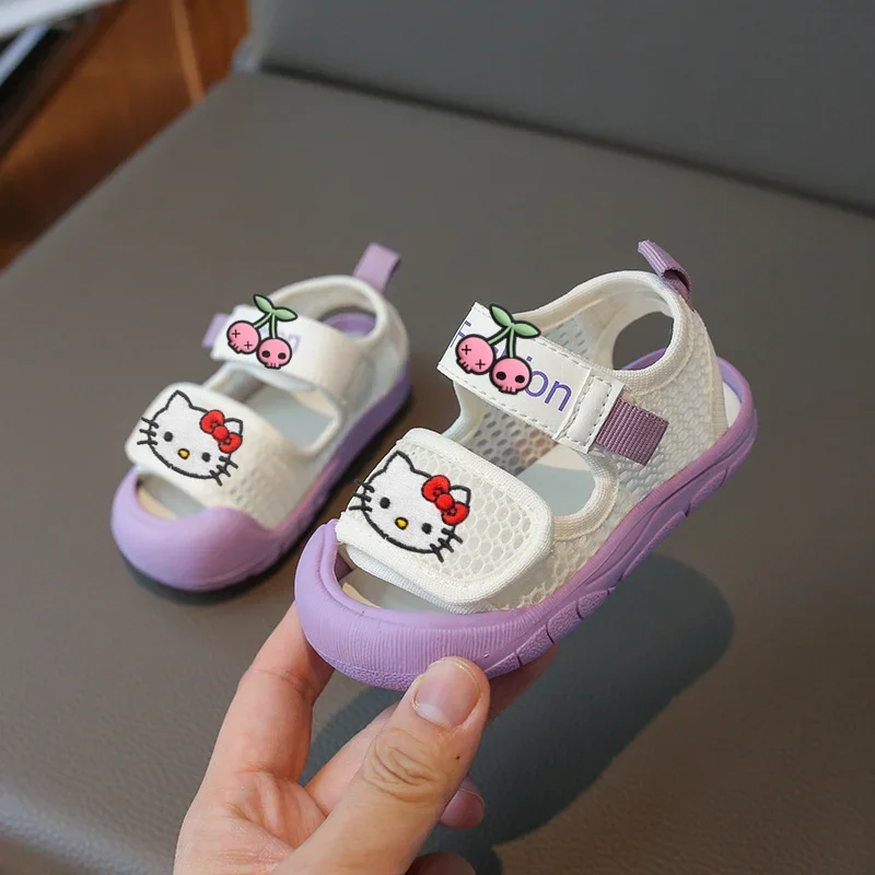 Sanrio hello kitty kids casual shoes girls baby princess sandals spring summer Baotou cute beach shoes soft-soled toddler shoes