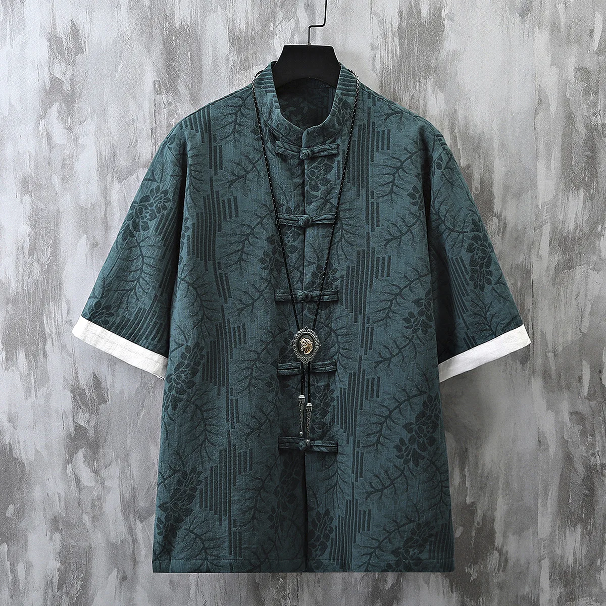

Летняя мужская винтажная рубашка, блузки в традиционном китайском стиле, костюм Тан, свободные повседневные жаккардовые рубашки с коротким рукавом