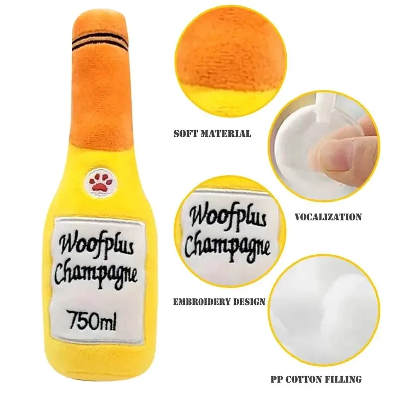 Pet Favorite Plush Toy Beer Champagne Bottle Bite Resistant Sound BB Called Internet Celebrity Toy