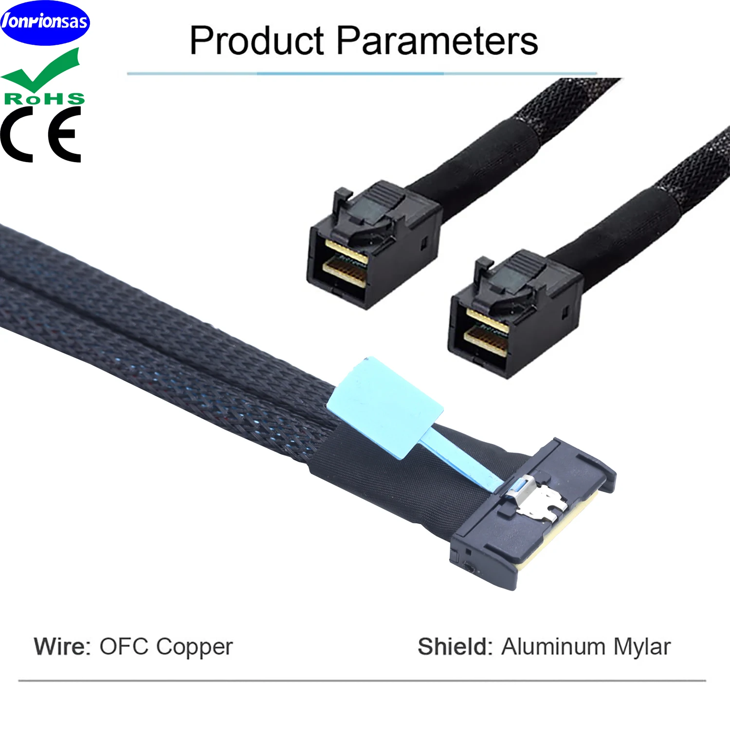 Imagem -04 - Lonrionsas-dados de Extensão hd Mini Sas e Cabo Pci-e 5.0 Mcio 8x 74pin para 2x 36pin Sff8643