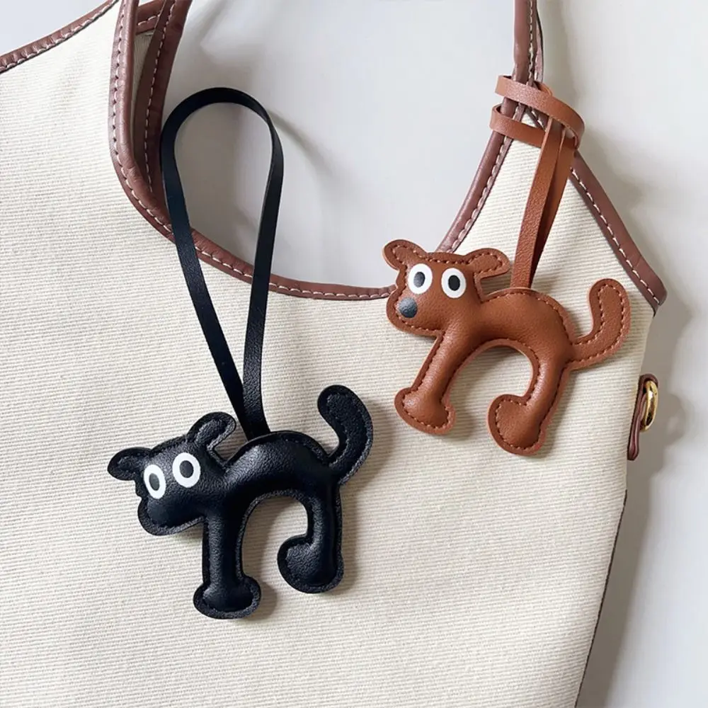 Cute PU Leather PU Leather Cat Hanger Dog Animal Cartoon Keychain Cartoon Fashion Bag Pendant Men