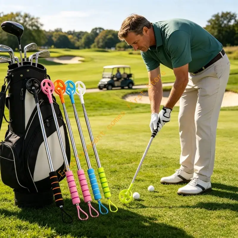 Golf Ball Pickup Tool with Collapsible Telescoping Form, Open-Frame Head, and Wrist Strap for Golf Course Use During Play 55KD