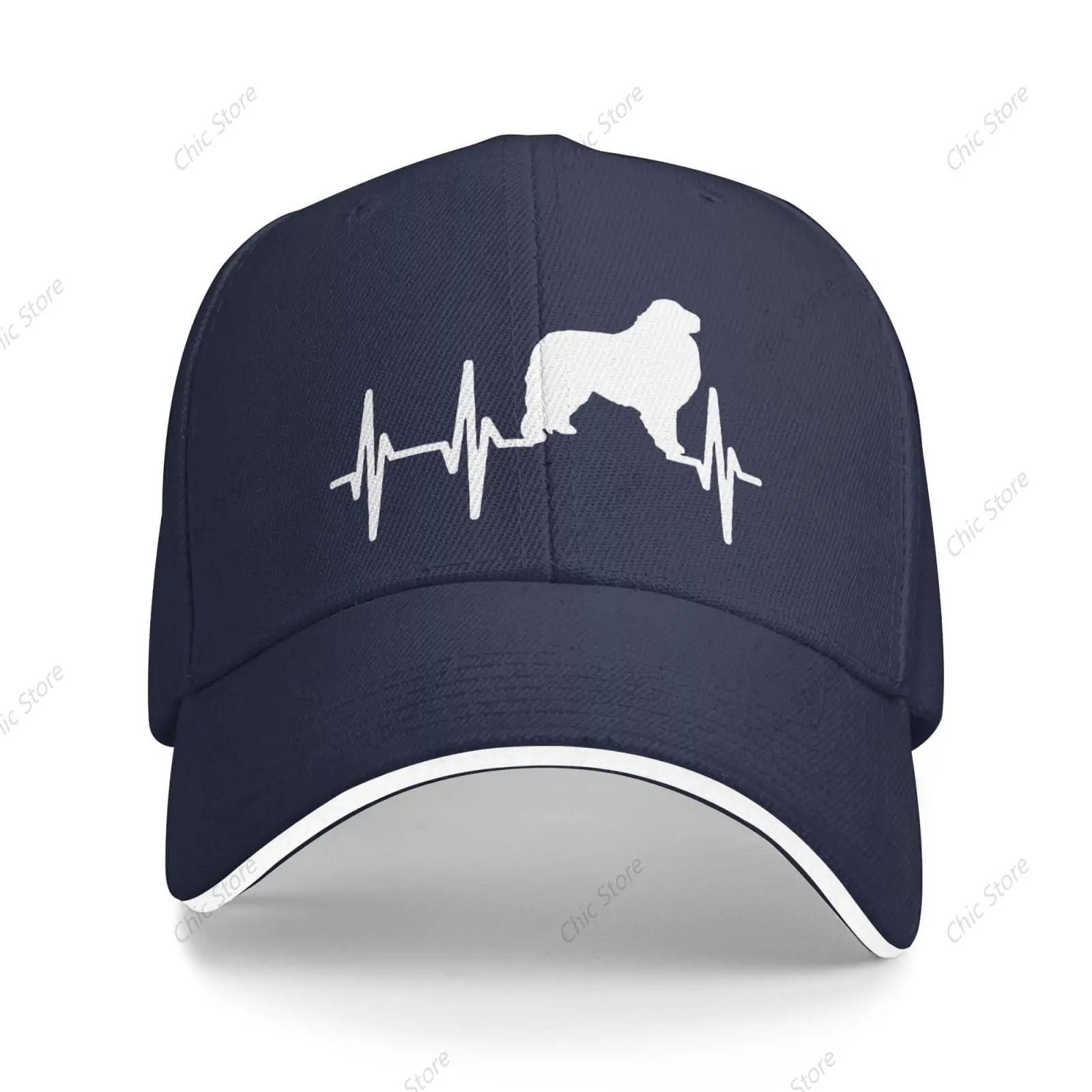 Great Pyrenees Heartbeat Sandwich Trucker Cap Adjustable Classic Fashion Sandwich Baseball Caps for Men Women