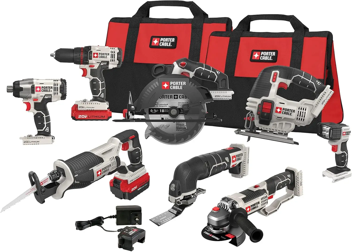 20V MAX Power Tool Combo Kit, 6-Tool Cordless Power Tool Set with 2 Batteries and Charger