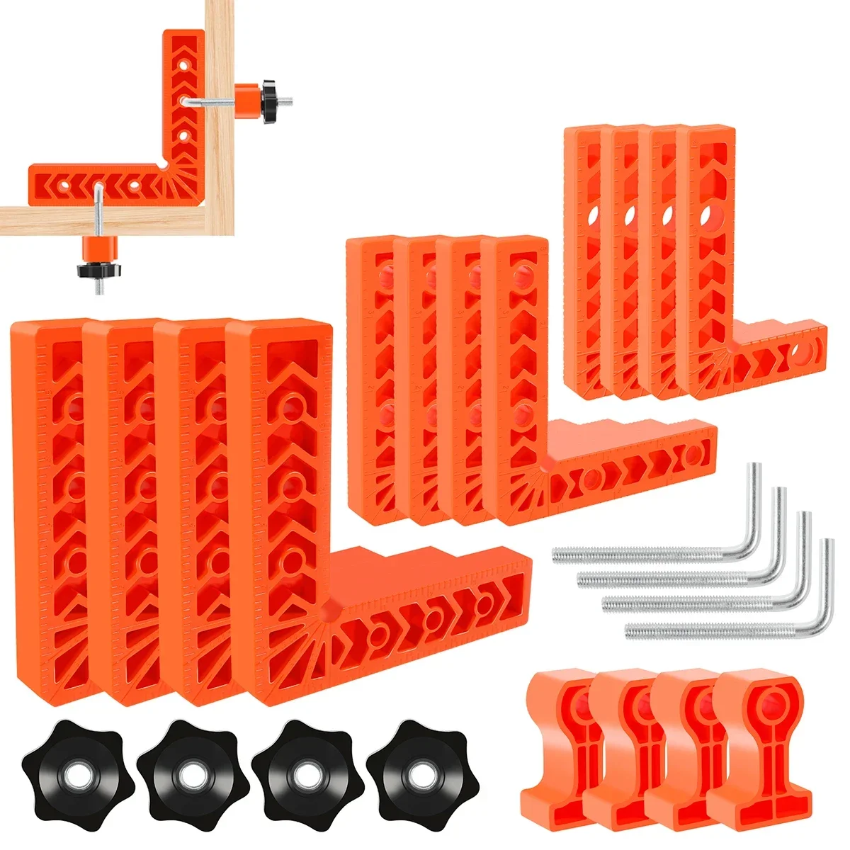 

90-градусный зажим, пластиковые угловые зажимы, угловой крепежный зажим 90 ° L-образное вспомогательное приспособление для деревообработки для коробок, шкафов, изображения