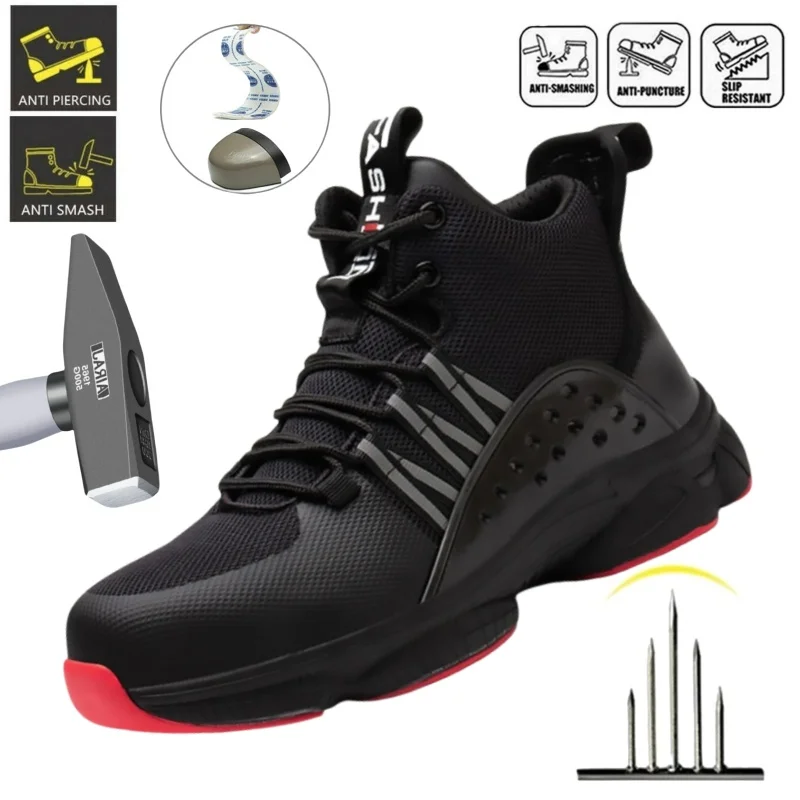 

Fashion Sports Shoes Work Boots Puncture-Proof Safety Shoes Men Steel Toe Shoes Security Protective Indestructible Boots