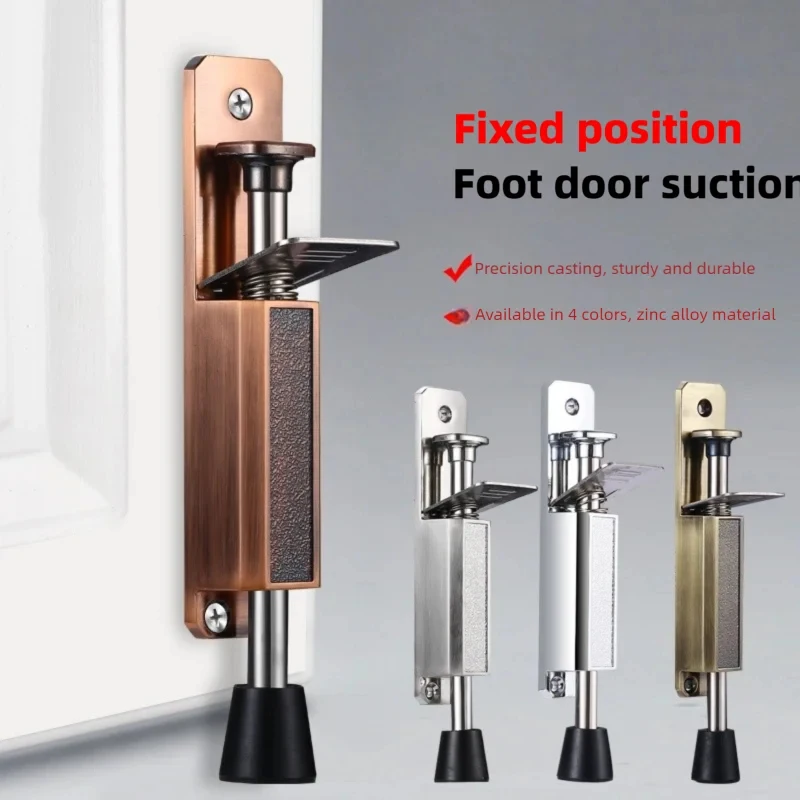 Heavy-Duty Telescopic Kickdown Door Stop, Metal Foot Brake Door Stopper Wedges, Bathroom Wall Protector Home Hardware