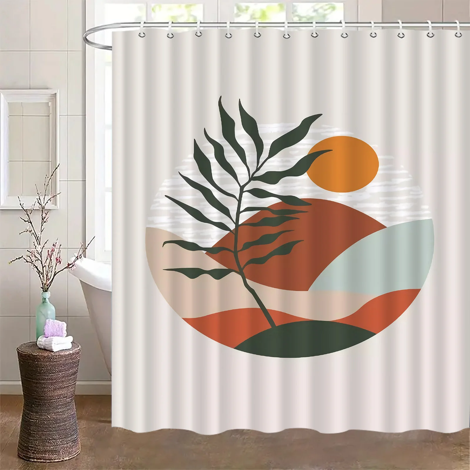 

Роскошная вязаная занавеска для душа Mountain Sunset – элегантный водонепроницаемый декор для ванны, можно стирать в машине с крючками