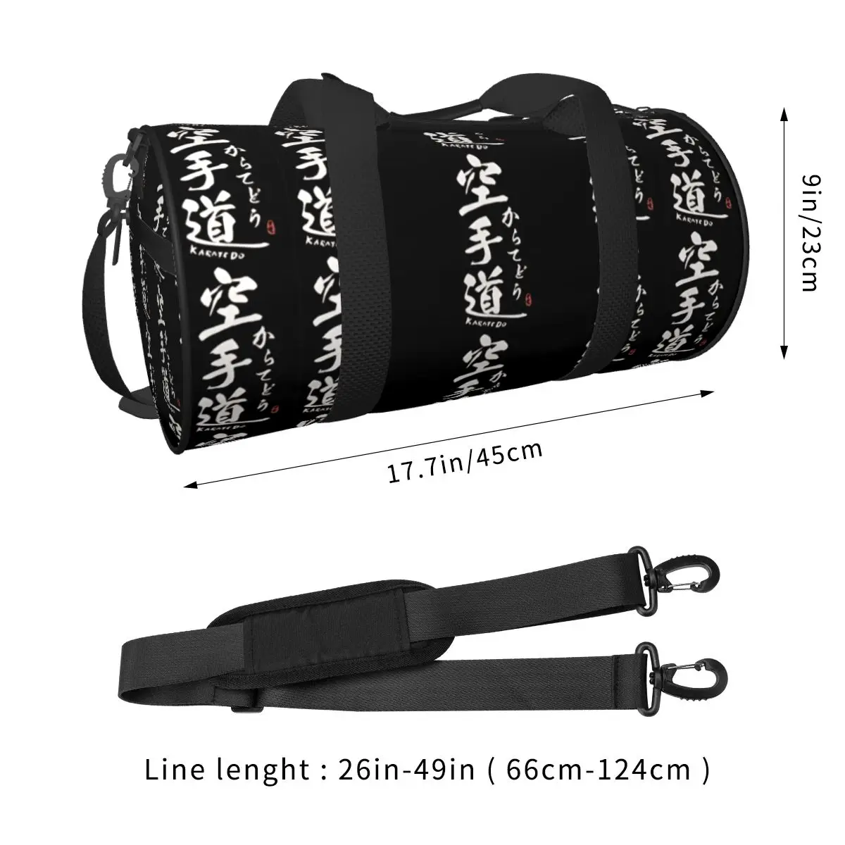 Retro Karate Do Japanese Kanji Calligraphy White Gym Bag Luggage Sports Bags Male Female Custom with Shoes Fitness Bag Handbags