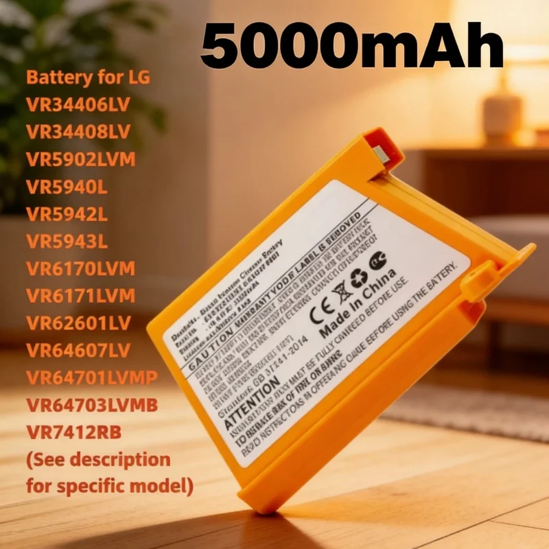

5000mAh Durable Replacement Battery for Sweeping Mopping Robot Vacuum VR65720LVMP VR65715LVM EAC62218205 VR66750LVWP Accessories