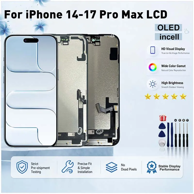 OLED For iPhone 13 14 15 Plus LCD 16 Pro 17 Pro Screen 3D Touch Digitizer Assem For iPhone 15 17 Pro Max LCD Digitizer Replace