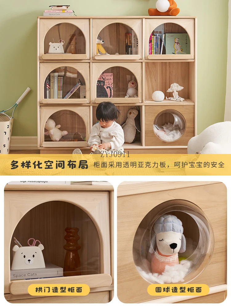 Rak Penyimpanan Anak Kayu Solid Rak Rumah Tangga Rak Penyimpanan Mainan Anak