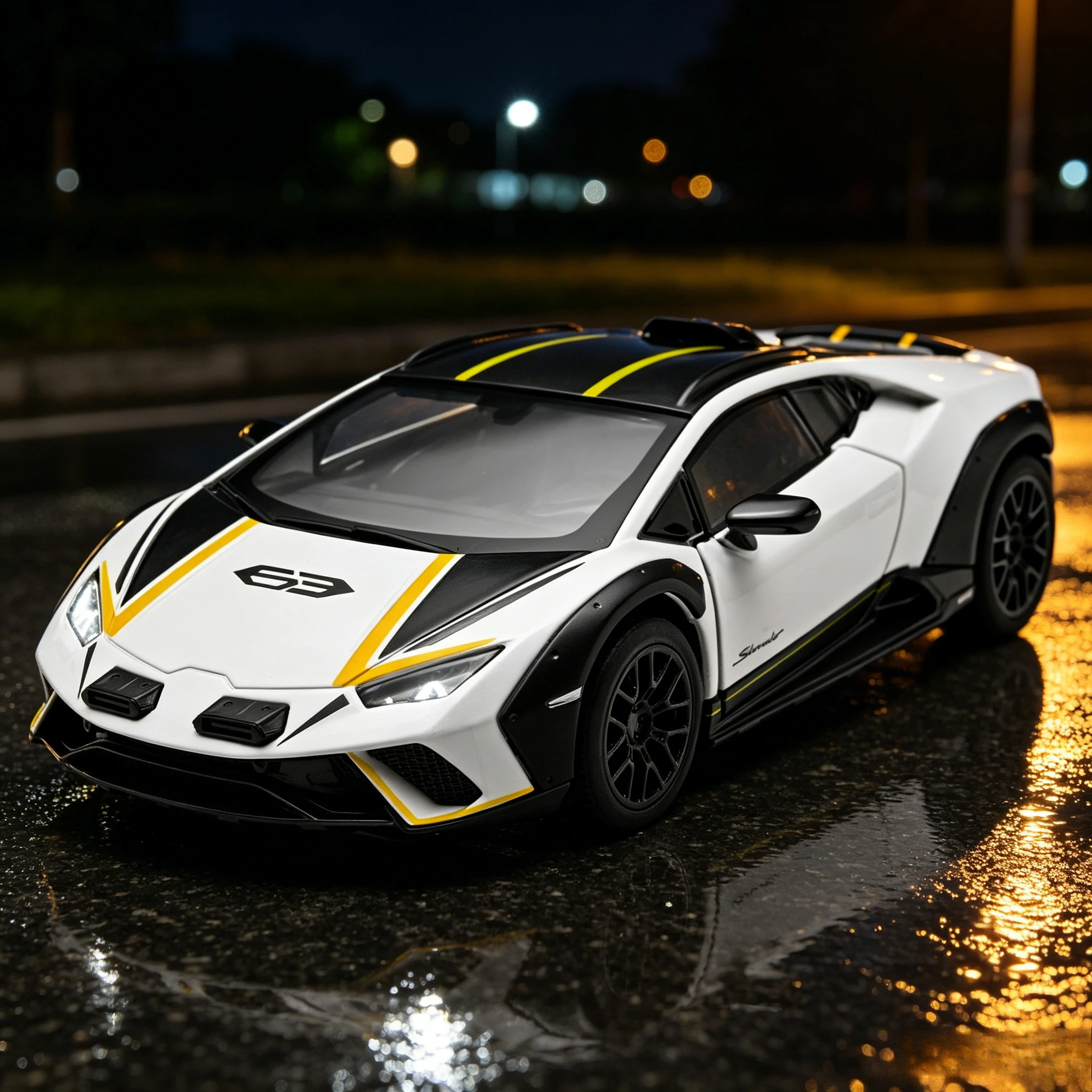 Modelo de Auto Huracán Sterrato a Escala 1:32, Vehículo Metálico Fundido a Presión, Miniatura de Auto con Sonido y Luz, Juguete para Niños