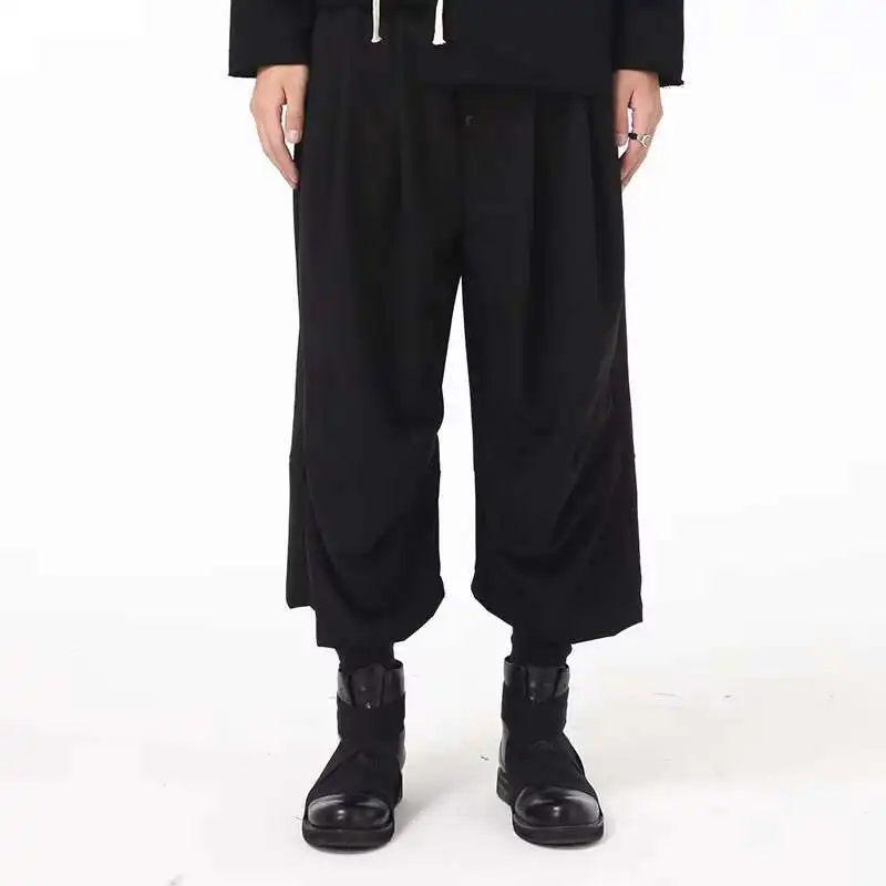 

Men's Straight Pants Black Casual Pants Street Wear Men's Spring and Summer Dark Mountain Style Plus-size Runway Show